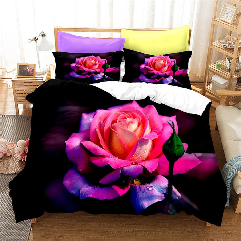 Red Rose Romantic Valentine's Day Floral Duvet Cover for Women Girls Valentine's Day Gift Flowers Print Quilt Cover Room Decor