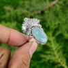 925 Silver Oval Throat Chakra Natural Larimar Solitaire Promise Daughter Ring