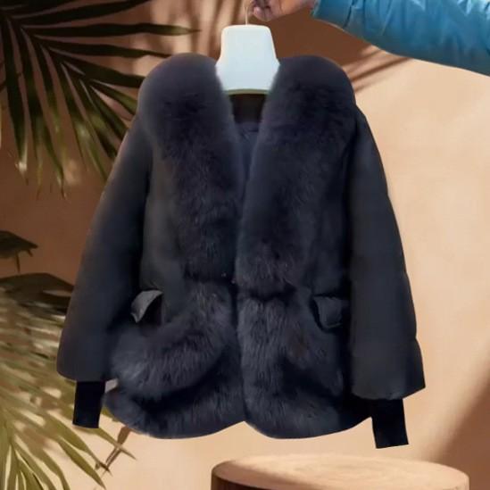 Winter Thickened Warm Cotton-padded Clothes Loose Fashion Big Collar Faux Fox Fur Jacket Vest Coat