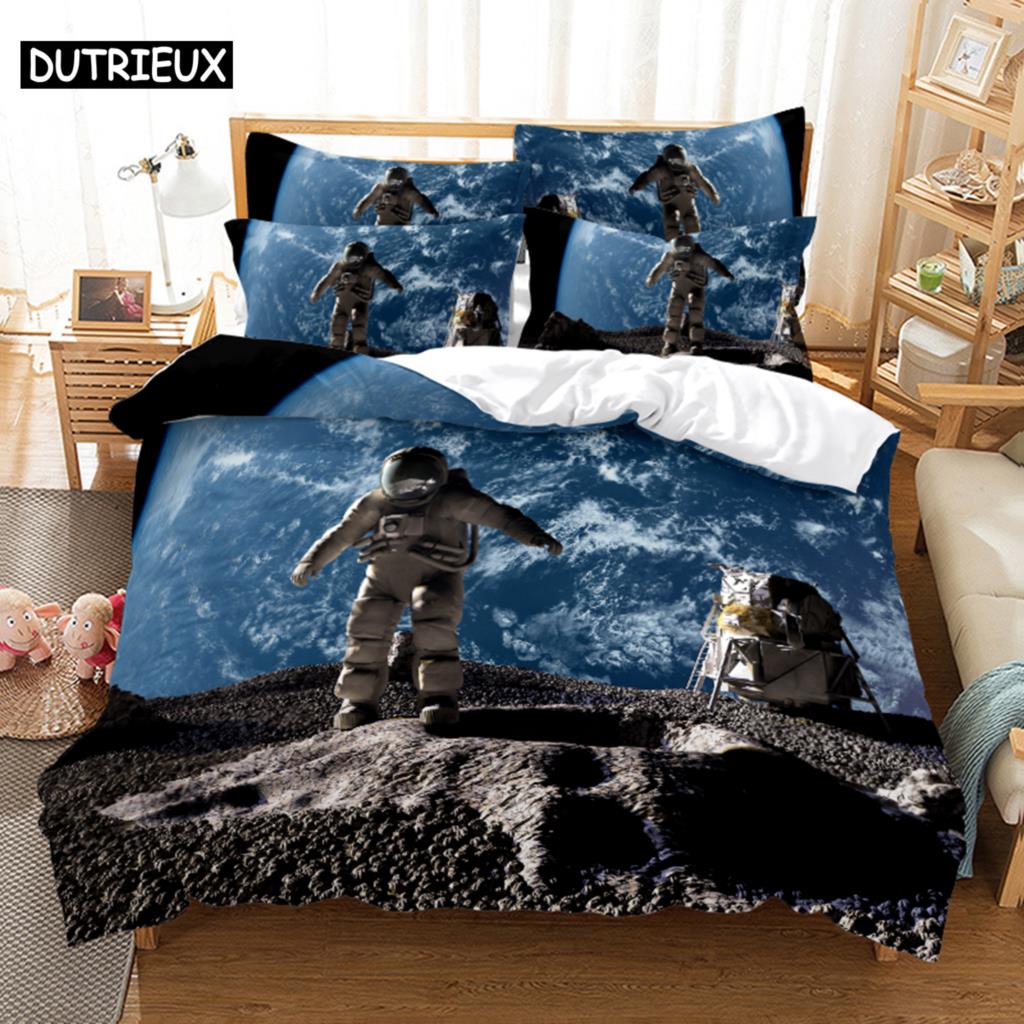 3D Digital Printing Fashion Design Astronaut Bedding Set, Queen Size Duvet Cover Sets