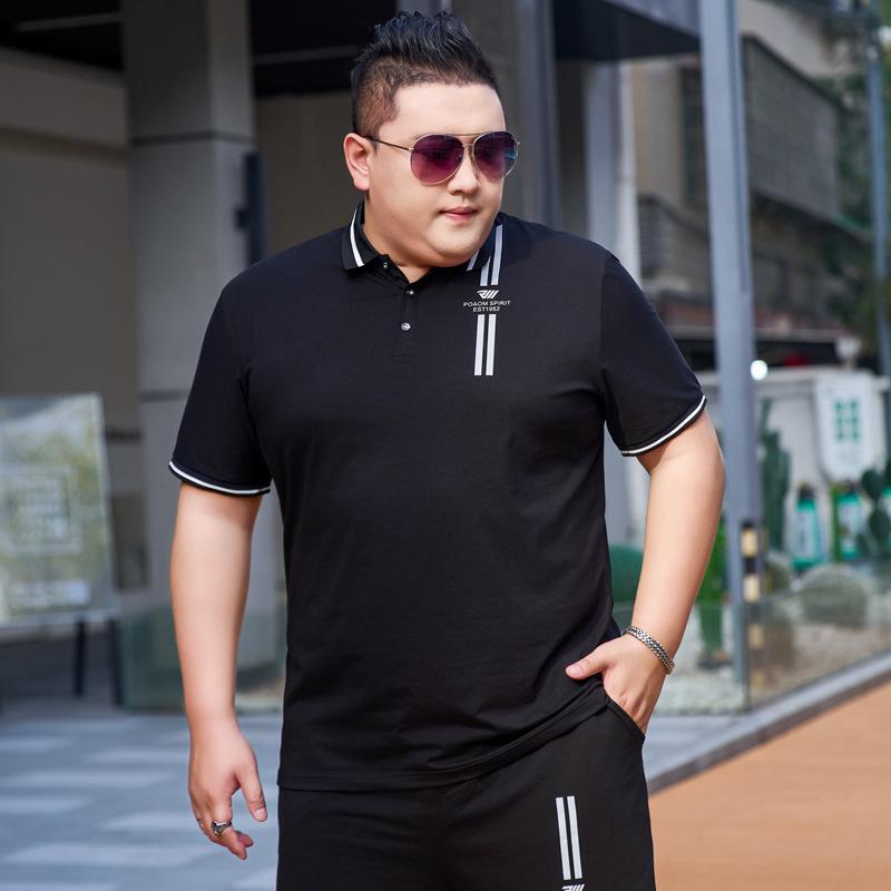 Fat Men's Fat Plus Size Short-sleeved Lapel Polo Shirt Oversized Loose Half-sleeved T-shirt Bottoming Shirt Oversized