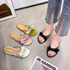 Fashion Fashion Flat Bow Slippers Summer New Round Toe Open Toe Thin Strap Soft Sole Non-slip Wear-resistant Flip-flops