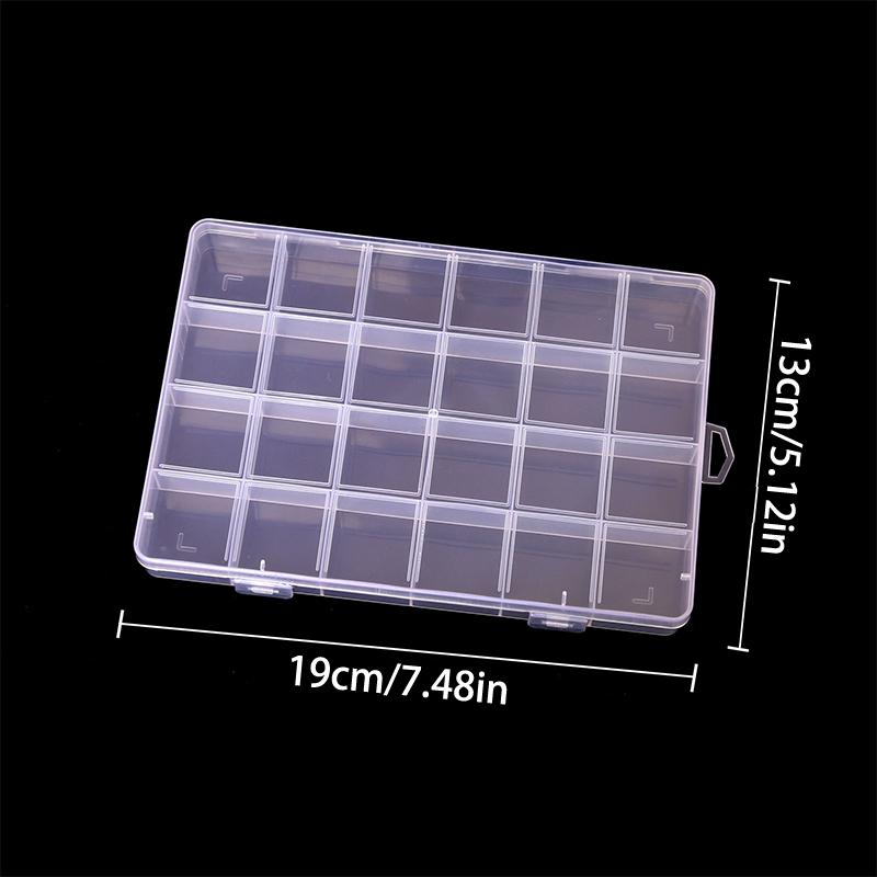 24 Slots Nail Decal Storage Box Nail Art Accessories Storage Box Removable Grid Nail Art Rhinestone Jewelry Box Accessories