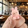2Pcs Cute Backpack Pendant Flocking Rabbit Labubu Phone Chain Keychain Earphone Case Hanging Rope Anti-Lost Lanyard Bag Decor