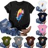 Women's Fashion Casual Printed Round Neck Pullover Short Sleeve T-Shirt Top
