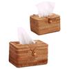 Elegant Handmade Rattan Tissue Box Napkin Storage Container Desktop Toilet Paper Dispenser for Home Office