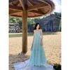 Women's Summer Hanging Neck Halter Seaside Holiday Sweet Loose Long Dresses