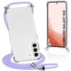 Protective Case - BOOLING - for Samsung S22 - Flexible - Transparent - Purple Necklace Cord