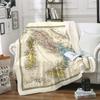World Map Style Blanket Portable Soft Blanket Bed Flannel Blanket Direct Supply