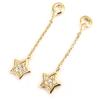[L1258] - Gold Plated Earrings 'Stars' White Gold - 35x8 Mm