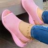 Women's Fashion Casual Pure Color Knitted Mesh Printed Flat-Bottom Comfortable Trend All-match Summer Sandals