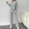 2 Pcs/Set Women Hoodie Pants Suit Drawstring Thread Long Sleeves Solid Color