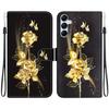 3D Abstract Art Painting Black Gold Rose Flower Leather Phone Wallet Case Book Stand For iPhone Girls Magnetic Card Flip Cover Bag