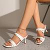 Fashion Pleated Stiletto Slippers Summer New Square Toe Open Toe Anti-slip Wear-resistant High Heels