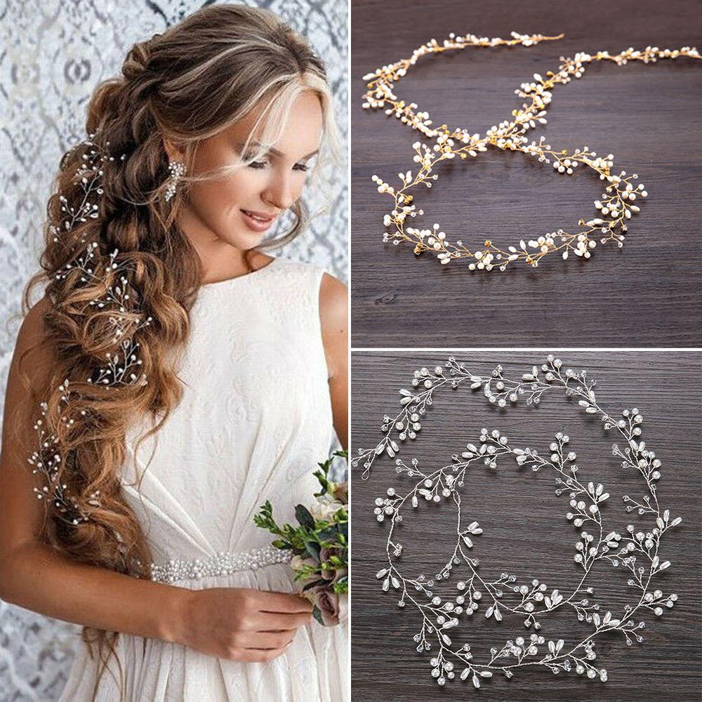 Bridal's Tiara Hair Jewelry Bride Accessories Wedding Hair Vine Pearl Crystal Diamante Headband
