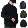 Men's Warm Half-zip Fleece Sweatshirt And Winter Stand-up Collar Comfortable Loose Thick Sweatshirt