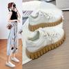 Spring New Thick-soled Muffin Shoes Female Korean Version of The Round Head All-match Wheat Ear White Shoes Students Street Shooting Trend