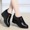 Women Comfortable Deep Mouth Soft Leather Shoes Flexible Loafers Women Spring Platform Wedges Shoes for Office Mom Work