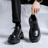 Mens Casual Leather Derby Shoes Men's Thick Sole Big Toe Trendy Shoes Men Lace-up Heightened Shoe #8133-R