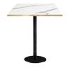 70 X 70 Cm High Table - Rome Model, White Marble with Brass Edges