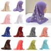 1Pc Headscarf with Flower Girls Hijab Scarf Beautiful Ice Silk Kids Solid Color Children Headwear Muslim