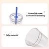 Transparent Tritan Straw Tumbler 16oz Colorful Coffee Cup with Lid Cute Leak-Proof Sippy Cup for Iced Coffee Tea Juice Milk