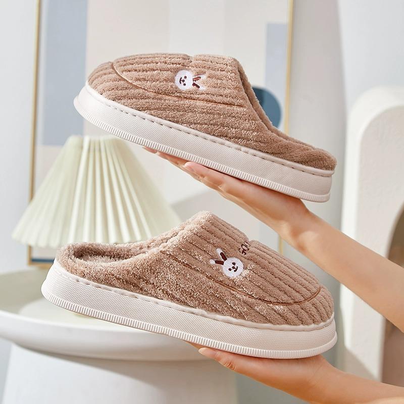 New Autumn and Winter Cotton Slippers Women's Home Household Couple Indoor and Outdoor Warm Thick-bottomed Fluffy Slippers Men