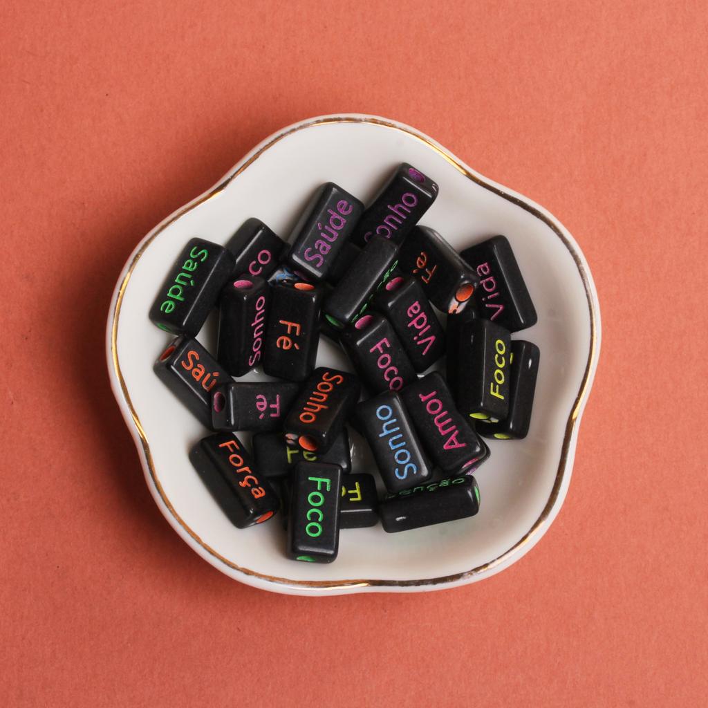 Bracelets French Words Rectangle 10PCS 14.5*7.5mm Acrylic Jewelry Making Accessories DIY Handmade Crafted Material Loose Spacer Beads Necklace