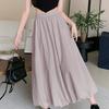 Spring Summer Bubble Maxi Skirt Elastic High Waist A-Line Skirt Solid Color Lantern Skirt