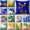 Blue Flower Decorative Pillowcase Living Room Office Decoration Home Pillowcase