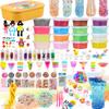UQTOO Slime Kit Crystal Clay DIY Clay Set Toys Handmade Tools Fishbowl Beads Fruit Slices Colorful Foam Confetti Clay Play Contains 16 Pieces Fluffy
