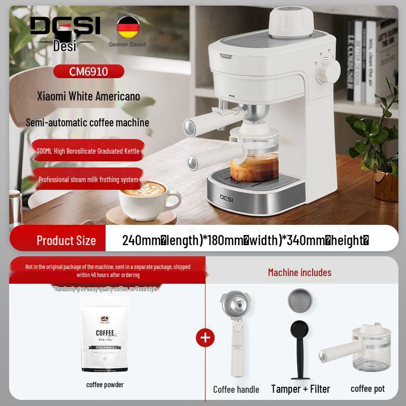 Compact American Semi-Automatic Espresso Machine with Steam Milk Frother for Dorms