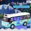 Children's Light & Sound Inertial Bus Toy with Opening Doors and Music