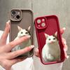 White Cat Pattern Soft Silicone Phone Casing Full Cover Camera Shockproof Protection Rubber Case for iPhone Infinix Tecno OnePlus