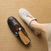 Krazing Pot Sheepskin Summer Size 40 Low Heels Women Round Toe Hollow Decoration Summer Shallow Sandals