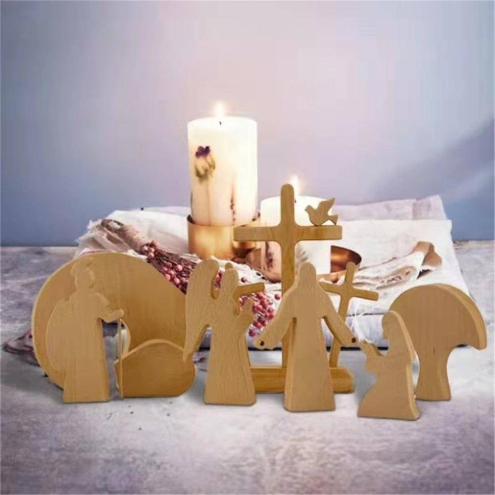 Деревянная сцена воскресения крест украшение сцена воскресения Иисуса статуя Христа праздничные атрибуты