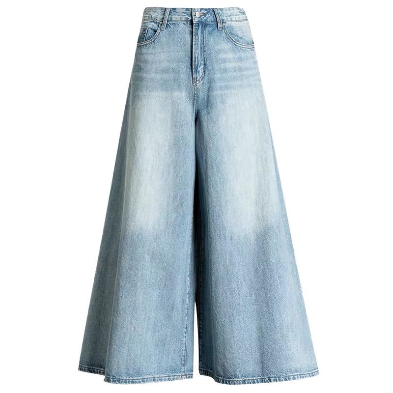 High Waist Wide Leg Pants Women Spring and Autumn Skirt Pants Denim Trousers