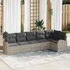 6-piece Sofa In Light Grey Poly Rattan with Cushions, 2-seater Garden Sofa with Storage & Poly Rattan Cushions 3354731