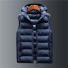 Men's Winter Fluff Zipper Casual Warm Tops Winter Hooded Warm Vest Solid Color Casual Vest