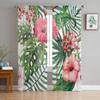Tropical Plants Flowers Curtain For Living Room Transparent Tulle Curtains Window Sheer For The Bedroom Accessories Decor
