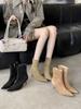 2025 Autumn and Winter New Pointed Thin Heel High Heel Temperament Thin French Fashion Sexy Beauty Female Internet Celebrity Short Boots