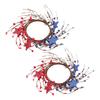 Patriotic Candle Ring Wreath Red White Blue Star Mixed Artificial Berry Candle Wreath Mini Pillar Candle Holder for 4th of July Tabletop Decor
