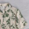 Leaf Printed Blouses Women Turn Down Collar Short Sleeve Elegant Shirts Casual Office Button Vintage Tops Autumn Blusas