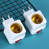 E27 Led Light Socket To Eu Plug Holder Adapter Converter On/Off For Bulb Lamp