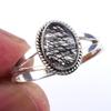 Natural Black Rutile Gemstone Handmade 925 Solid Sterling Silver Ring S.10 B0y56