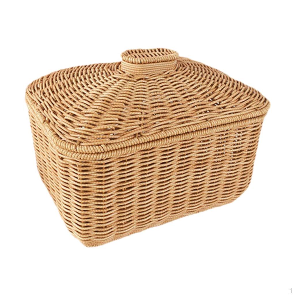 Imitation Rattan Storage Basket ,Woven Container ,Organizer, Handwoven Tray, for Entryway