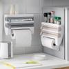 Multifunction Kitchen Organizer Wall-mounted Tin Foil Storage Rack Preservative Film Box Dispenser Sauce Roll Paper Storage Box, 1 Pcs