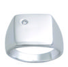 Men's Silver Signet Ring 'Charles' White Silver (rhodium) - 13x13mm