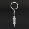 Fashion Keychain 43x13mm Doctor Syringe Silver Color Pendants DIY Men Jewelry Car Key Chain Ring Holder Souvenir For Gift