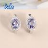 2023 New Simple Clasp Silver Earrings Natural Tanzanite Oval Cut 5*7mm Fine Jewelry 925 Sterling Silver for Women Nice Gift